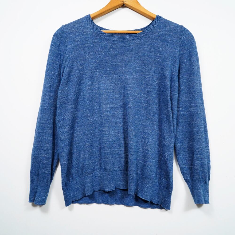 L.L.Bean Cotton Sweater Men M Blue Crewneck Pullover Soft Lightweight Hiking